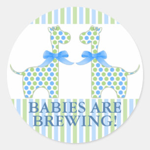 Twintig jongen Giraffe baby's zijn Baby shower aan Ronde Sticker