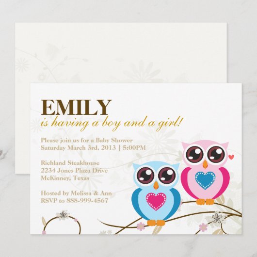 Twintig jongens en meisjes Baby shower Kaart (Voorkant / Achterkant)