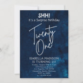 Twintig | Navy Blue Verrassingsfeestje van de 21e  Kaart (Voorkant)
