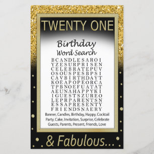 Twintig verjaardag Word Search Game