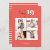 TWINTIG vette grafische multi foto nieuwjaar Feestdagenkaart (Voorkant / Achterkant)