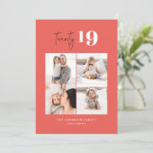 TWINTIG vette grafische multi foto nieuwjaar Feestdagenkaart (Staand voorkant)