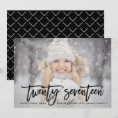 Twintig zeventien | Trendy Typografie met foto Feestdagenkaart (Voorkant / Achterkant)
