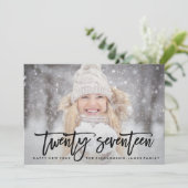 Twintig zeventien | Trendy Typografie met foto Feestdagenkaart (Staand voorkant)