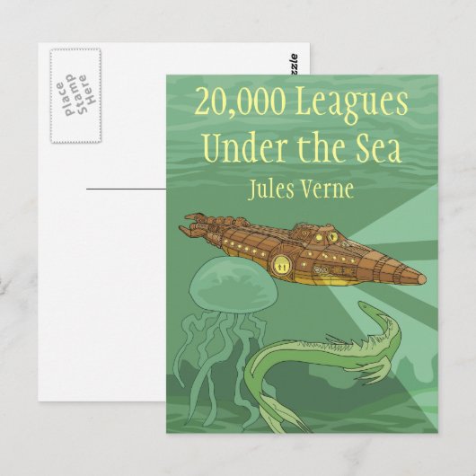 Twintigduizend collega's onder het Zee-Jules Verne Briefkaart (Voorkant / Achterkant)