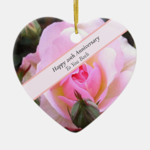 Twintigste bruiloft Jubileum Perfect Engels Roos Keramisch Ornament