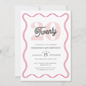 Twintigste Retro Wavy Borders 20ste verjaardag Kaart (Voorkant)