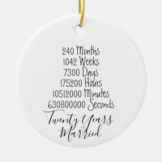 Twintigste verjaardag 20 jaar getrouwd keramisch ornament (Voorkant)