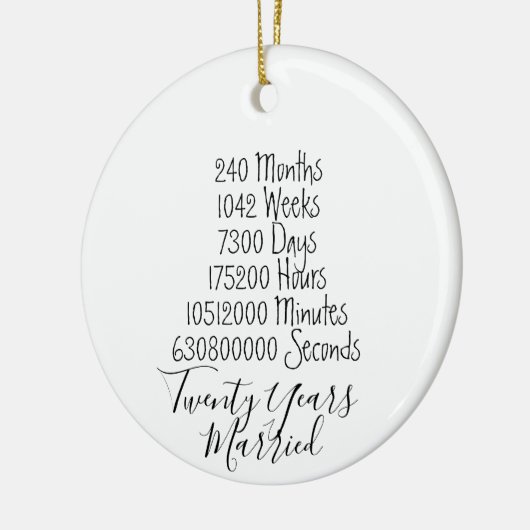 Twintigste verjaardag 20 jaar getrouwd keramisch ornament (Links)