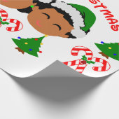 Twinzies Afro-Amerikaanse kerst Afro-Kinder tweeli Cadeaupapier (Hoek)