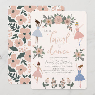 Twirl & Dance Ballerina Bloemen Meisje 1e Verjaard Kaart