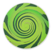 Twirl Me Green Pattern Keramische Knop (Voorkant)
