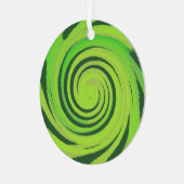Twirl Me Green Pattern Metalen Ornament (Voorkant links)