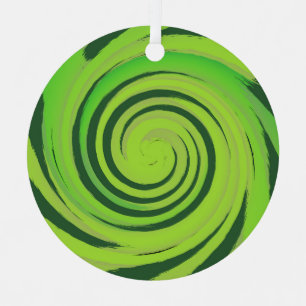 Twirl Me Green Pattern Metalen Ornament