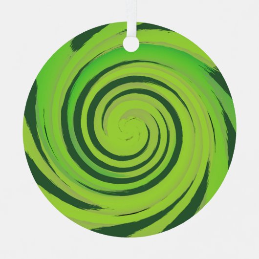 Twirl Me Green Pattern Metalen Ornament (Voorkant)