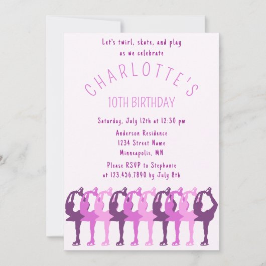 Twirl Schaats Play Figuur Skater Girls Birthday Kaart (Voorkant)