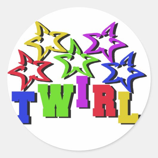 Twirl Stars Ronde Sticker (Voorkant)
