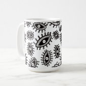 Twirly ogen wit koffiemok (Voorkant links)