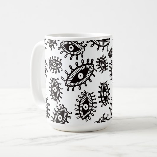 Twirly ogen wit koffiemok (Voorkant links)