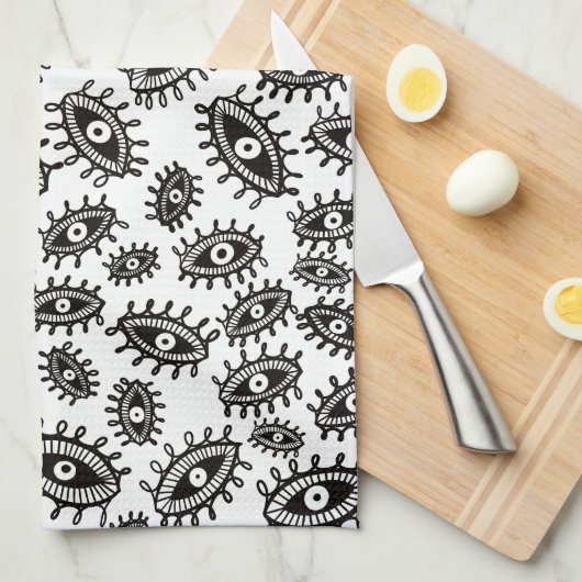 Twirly ogen wit theedoek (Quarter Fold)