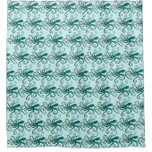 Twirly tentakels blauw octopus patroon douchegordijn (Voorkant)