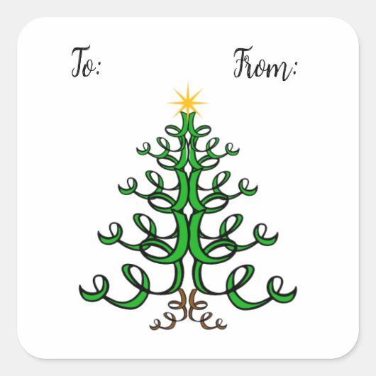 Twirly Tree Gift Label Sticker (Voorkant)