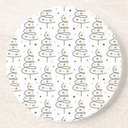 “Twirly Tree” Kerst Coaster Zandsteen Onderzetter (Voorkant)