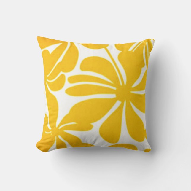 Twirly Yellow Floral Kussen (Voorkant)