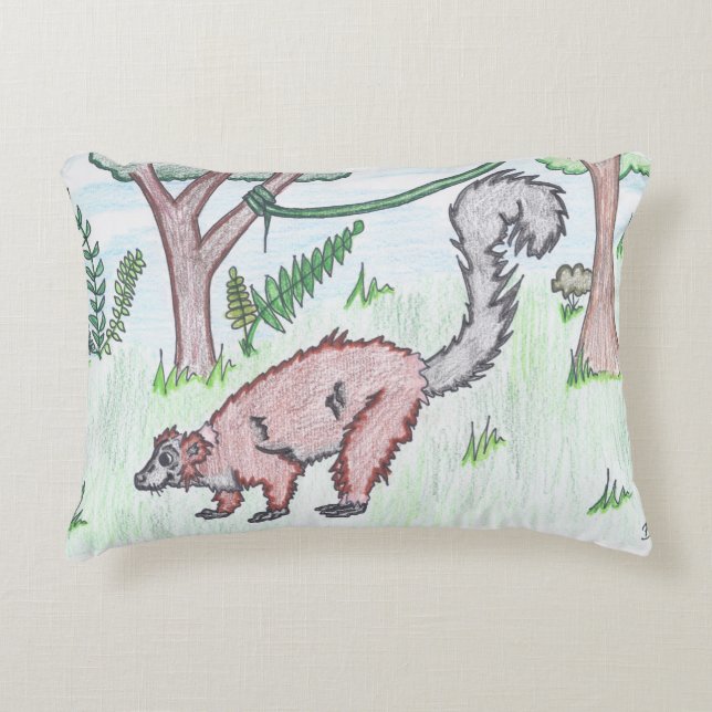 TWIS #blairsanimalhoek Rood Ruffed Lemur Pillow Accent Kussen (Voorkant)