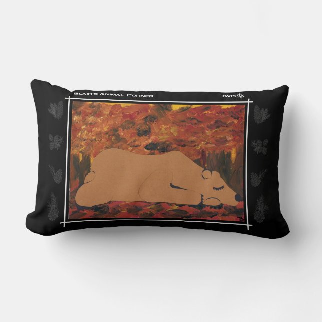 TWIS Lumbar Pillow: Blair's Animal Corner Grizzly Kussen (Voorkant)