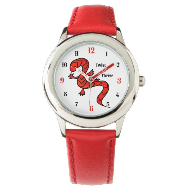 Twist & Thrive Rode Hagedis Horloge (Voorkant)
