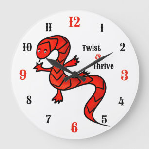Twist & Thrive Rode Hagedis Wandklok