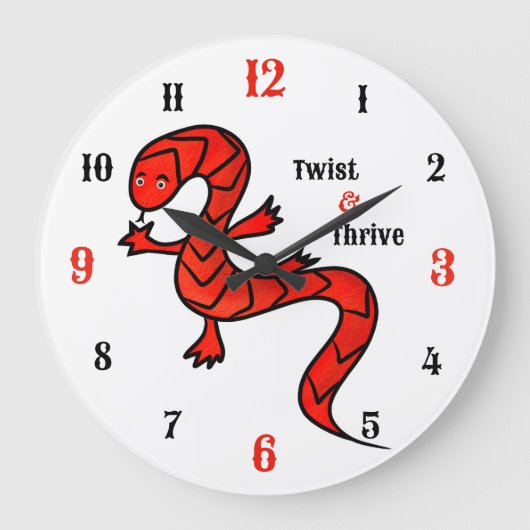 Twist & Thrive Rode Hagedis Wandklok (Voorkant)