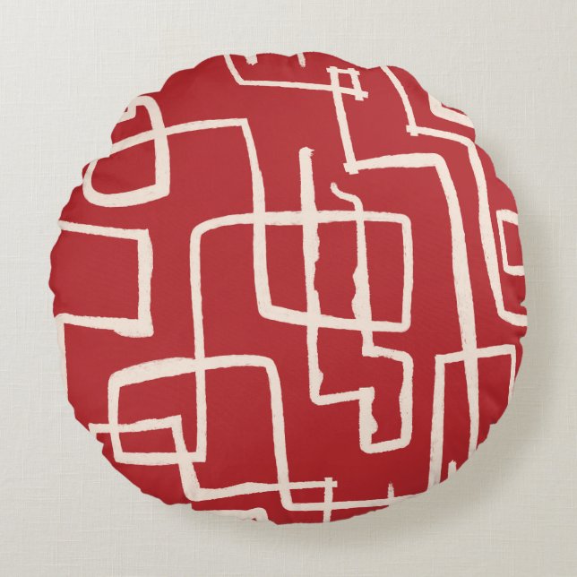 Twist & Turn Rood Wit Rond Kussen (Voorkant)