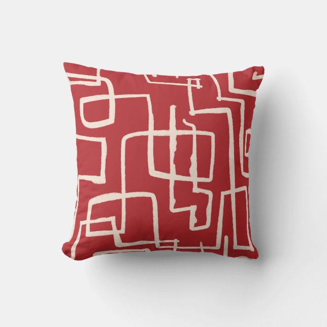 Twist & Turn Rood Witte Worpkussen Kussen (Voorkant)
