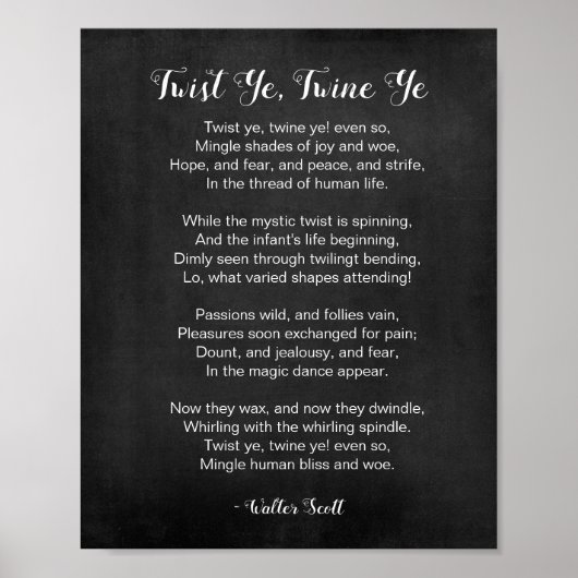 Twist Ye Twine Ye Black en White Poster (Voorkant)