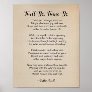 Twist Ye Twine Ye Poem van Walter Scott  Poster
