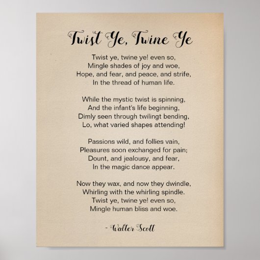 Twist Ye Twine Ye Poem van Walter Scott Poster (Voorkant)