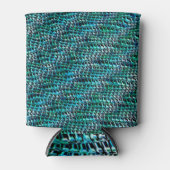Twisted and wavy burlap sack mesh, cyaans groen blikjeskoeler (Voorkant)