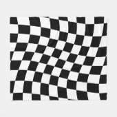 Twisted Black and White Checkered Square Pattern Fleece Deken (Voorkant (Horizontaal))