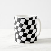 Twisted Black en White Checkered Square Pattern Koffiemok (Voorkant rechts)