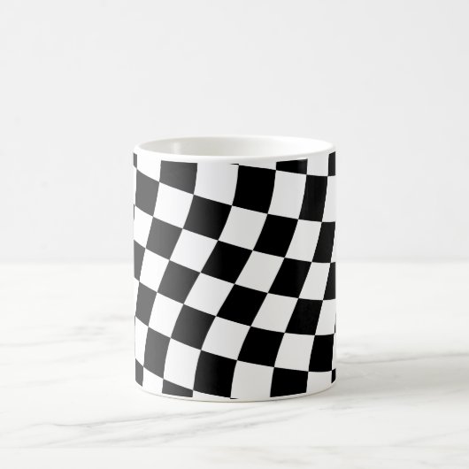 Twisted Black en White Checkered Square Pattern Koffiemok (Center)
