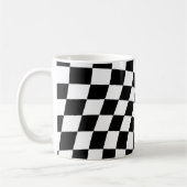 Twisted Black en White Checkered Square Pattern Koffiemok (Links)