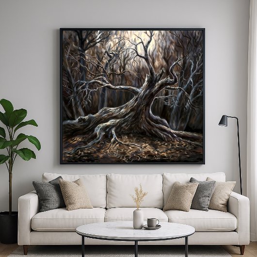 Twisted Bossen - Creepy Natuur Illustration Style Poster