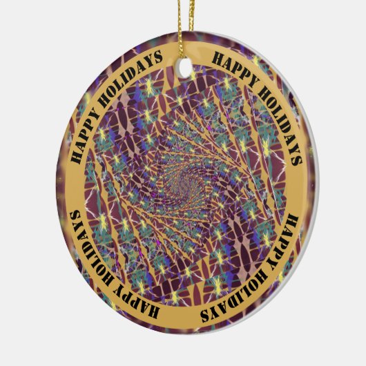 Twisted caleidoscope kleuren -  tekst keramisch ornament (Links)