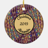 Twisted caleidoscope kleuren -  tekst keramisch ornament (Achterkant)