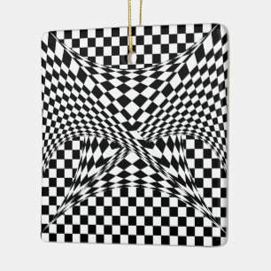 Twisted Checkers door Kenneth Yoncich Keramisch Ornament