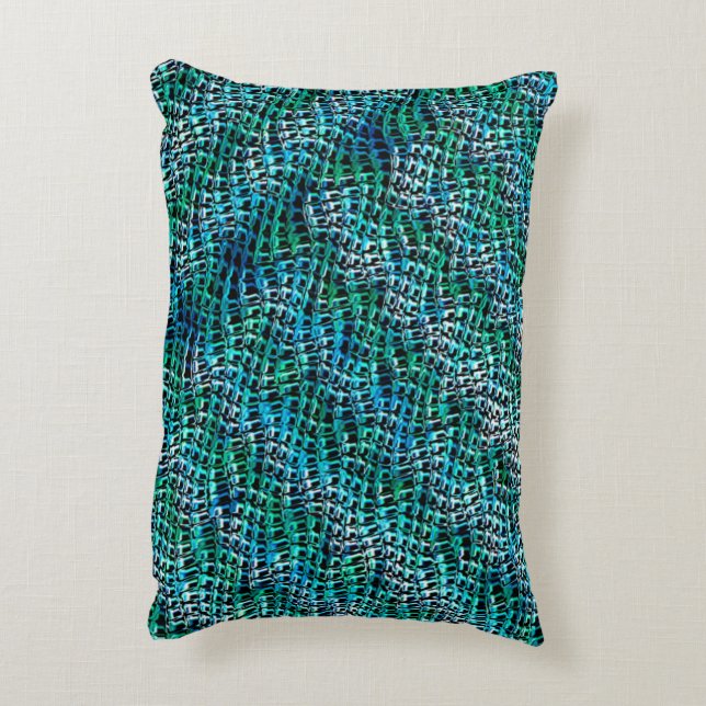Twisted en wavy burlap sack mesh, groen cyaan accent kussen (Achterkant (Verticaal))