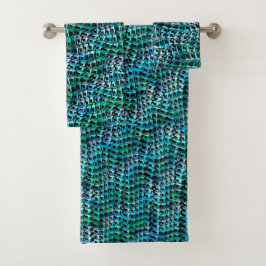 Twisted en wavy burlap sack mesh, groen cyaan bad handdoek
