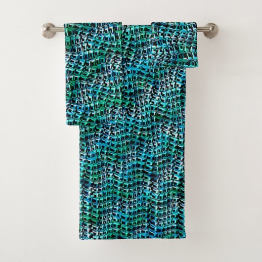 Twisted en wavy burlap sack mesh, groen cyaan bad handdoek (Insitu)